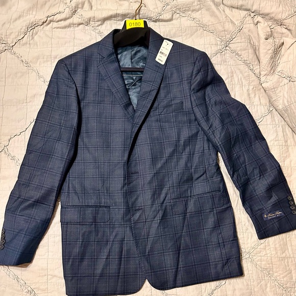 Brooks Brothers Navy Sport Coat with Plaid Pattern